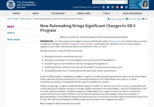 EB-5最低投資額50萬漲價至90萬