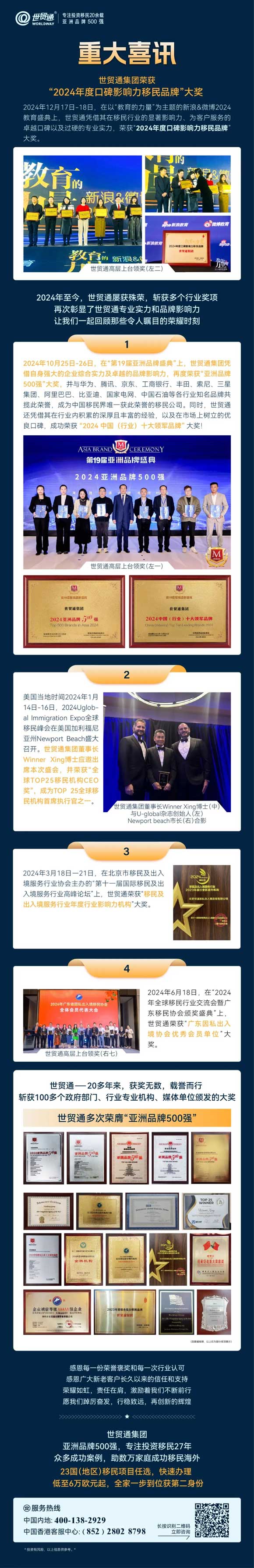 口碑之選！世貿通移民榮獲2024年度又一品牌大獎